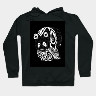 black panda bear in ecopop mexican floral pattern art Hoodie